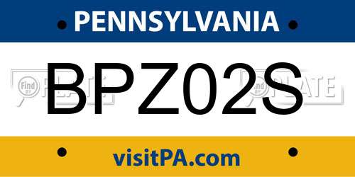 BPZ02S Pennsylvania License Plate