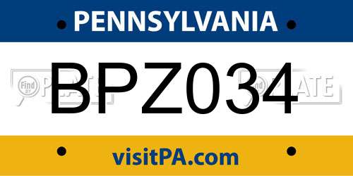 BPZ034 Pennsylvania License Plate