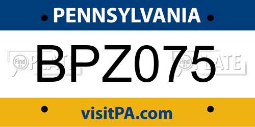 BPZ075 Pennsylvania License Plate