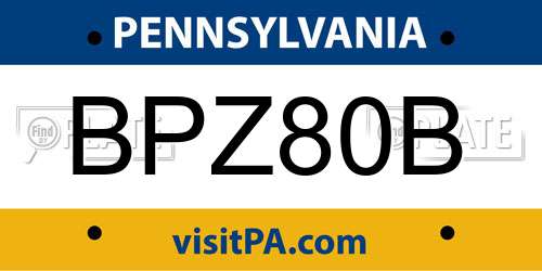BPZ80B Pennsylvania License Plate