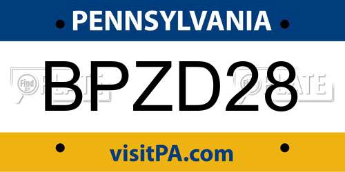 BPZD28 Pennsylvania License Plate