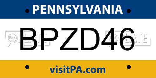 BPZD46 Pennsylvania License Plate