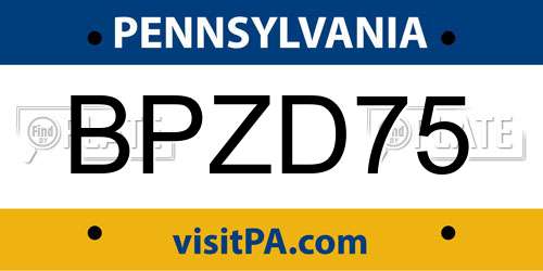 BPZD75 Pennsylvania License Plate