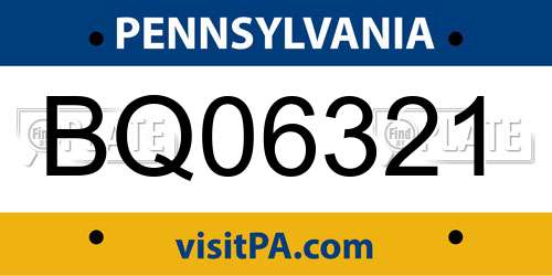 BQ06321 Pennsylvania License Plate