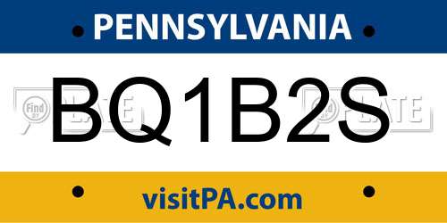 BQ1B2S Pennsylvania License Plate