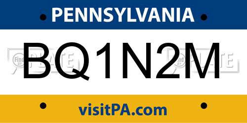 BQ1N2M Pennsylvania License Plate