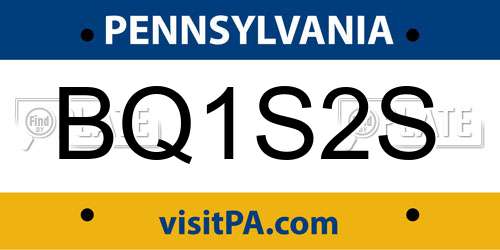 BQ1S2S Pennsylvania License Plate