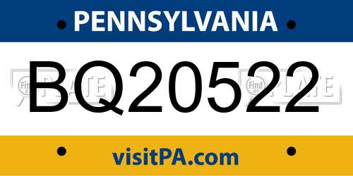 BQ20522 Pennsylvania License Plate