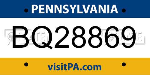 BQ28869 Pennsylvania License Plate