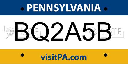 BQ2A5B Pennsylvania License Plate