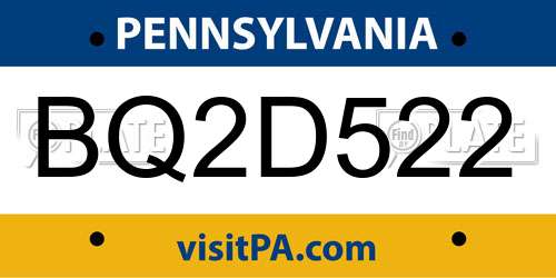 BQ2D522 Pennsylvania License Plate