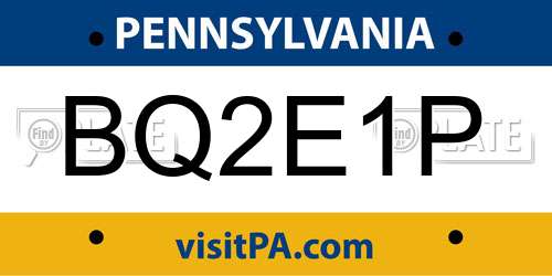 BQ2E1P Pennsylvania License Plate
