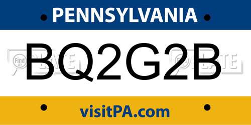BQ2G2B Pennsylvania License Plate