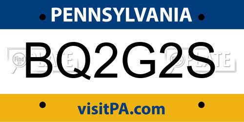 BQ2G2S Pennsylvania License Plate