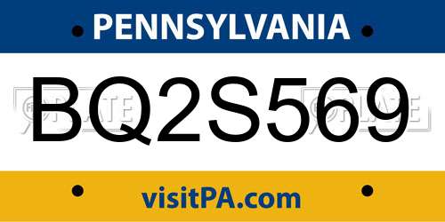BQ2S569 Pennsylvania License Plate
