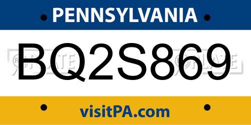 BQ2S869 Pennsylvania License Plate
