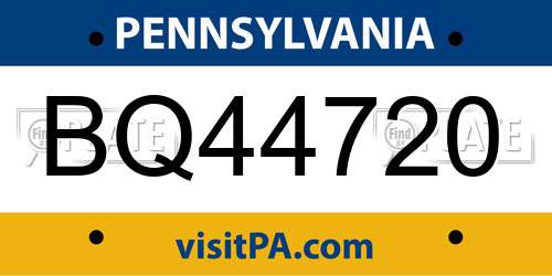 BQ44720 Pennsylvania License Plate