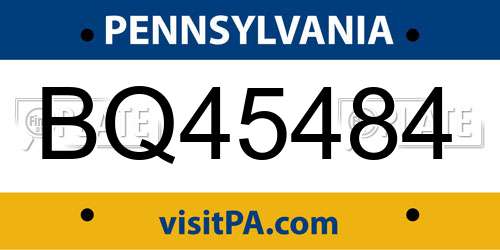 BQ45484 Pennsylvania License Plate