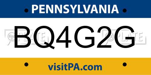 BQ4G2G Pennsylvania License Plate