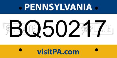 BQ50217 Pennsylvania License Plate