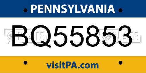 BQ55853 Pennsylvania License Plate