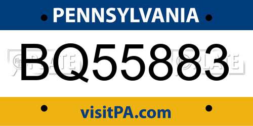 BQ55883 Pennsylvania License Plate