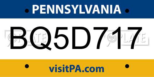 BQ5D717 Pennsylvania License Plate