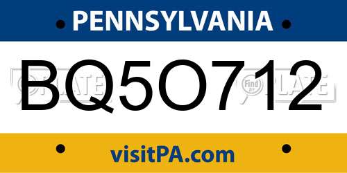 BQ5O712 Pennsylvania License Plate