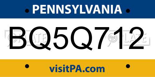 BQ5Q712 Pennsylvania License Plate