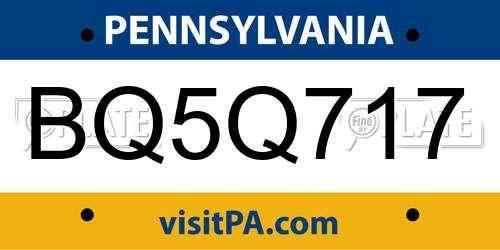 BQ5Q717 Pennsylvania License Plate