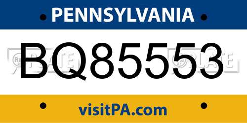 BQ85553 Pennsylvania License Plate