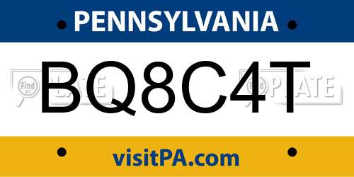 BQ8C4T Pennsylvania License Plate