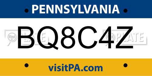 BQ8C4Z Pennsylvania License Plate