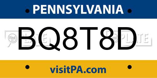 BQ8T8D Pennsylvania License Plate