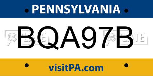 BQA97B Pennsylvania License Plate