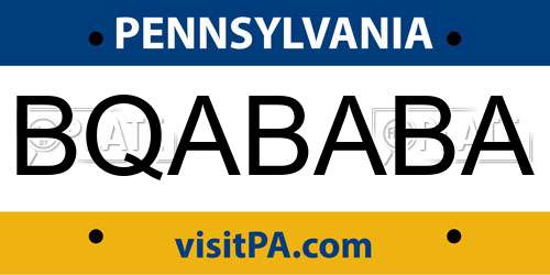 BQABABA Pennsylvania License Plate