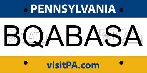 BQABASA Pennsylvania License Plate