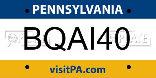 BQAI40 Pennsylvania License Plate