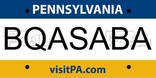 BQASABA Pennsylvania License Plate