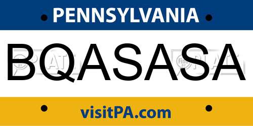 BQASASA Pennsylvania License Plate