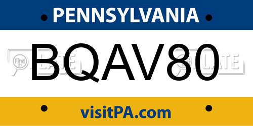 BQAV80 Pennsylvania License Plate