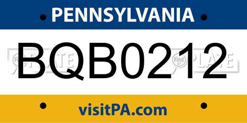 BQB0212 Pennsylvania License Plate