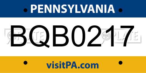 BQB0217 Pennsylvania License Plate