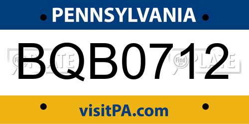 BQB0712 Pennsylvania License Plate