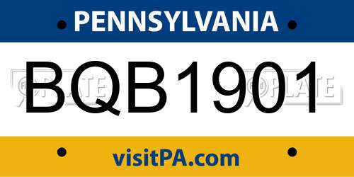 BQB1901 Pennsylvania License Plate