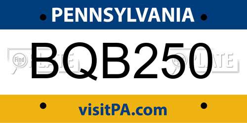 BQB250 Pennsylvania License Plate
