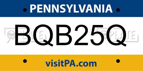 BQB25Q Pennsylvania License Plate