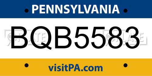 BQB5583 Pennsylvania License Plate