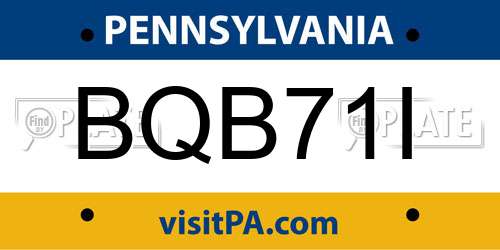 BQB71I Pennsylvania License Plate