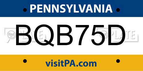 BQB75D Pennsylvania License Plate